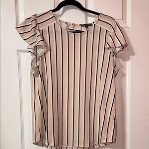 Adrianna Papell Cream and Black Striped Blouse